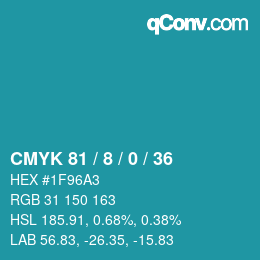 Color code: CMYK 81 / 8 / 0 / 36 | qconv.com
