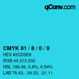 颜色代码: CMYK 81 / 8 / 0 / 9 | qconv.com