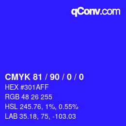 Color code: CMYK 81 / 90 / 0 / 0 | qconv.com