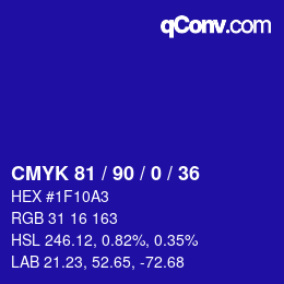 颜色代码: CMYK 81 / 90 / 0 / 36 | qconv.com