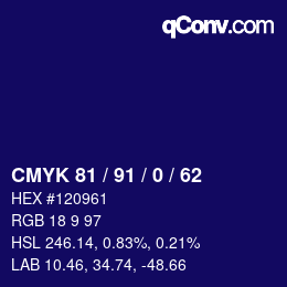 Color code: CMYK 81 / 91 / 0 / 62 | qconv.com