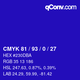 Color code: CMYK 81 / 93 / 0 / 27 | qconv.com