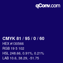颜色代码: CMYK 81 / 95 / 0 / 60 | qconv.com
