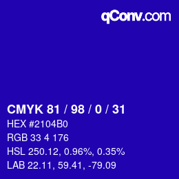 カラーコード: CMYK 81 / 98 / 0 / 31 | qconv.com