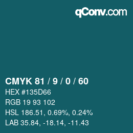 カラーコード: CMYK 81 / 9 / 0 / 60 | qconv.com