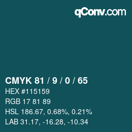 Color code: CMYK 81 / 9 / 0 / 65 | qconv.com