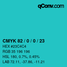 Color code: CMYK 82 / 0 / 0 / 23 | qconv.com