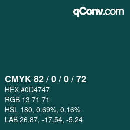 颜色代码: CMYK 82 / 0 / 0 / 72 | qconv.com