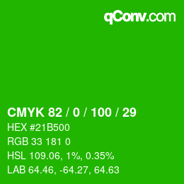 Color code: CMYK 82 / 0 / 100 / 29 | qconv.com