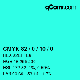 カラーコード: CMYK 82 / 0 / 10 / 0 | qconv.com