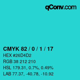 Color code: CMYK 82 / 0 / 1 / 17 | qconv.com