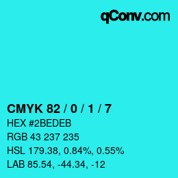 Color code: CMYK 82 / 0 / 1 / 7 | qconv.com