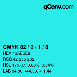 Color code: CMYK 82 / 0 / 1 / 8 | qconv.com