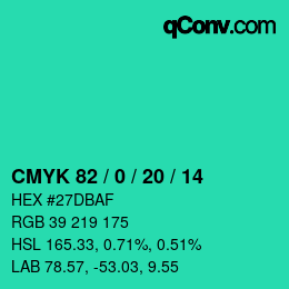 Color code: CMYK 82 / 0 / 20 / 14 | qconv.com