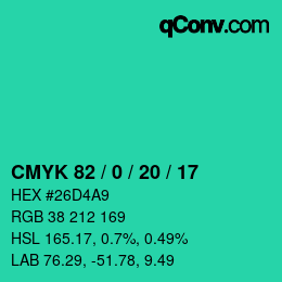 Color code: CMYK 82 / 0 / 20 / 17 | qconv.com