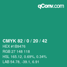 颜色代码: CMYK 82 / 0 / 20 / 42 | qconv.com