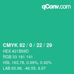 Farbcode: CMYK 82 / 0 / 22 / 29 | qconv.com