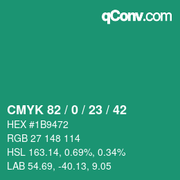 颜色代码: CMYK 82 / 0 / 23 / 42 | qconv.com