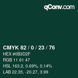 Farbcode: CMYK 82 / 0 / 23 / 76 | qconv.com