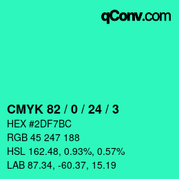 カラーコード: CMYK 82 / 0 / 24 / 3 | qconv.com