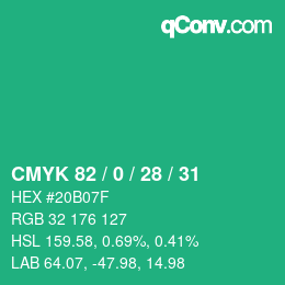 Color code: CMYK 82 / 0 / 28 / 31 | qconv.com