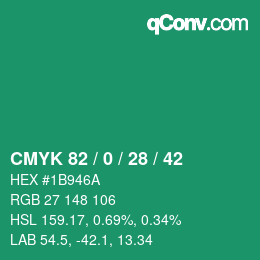 颜色代码: CMYK 82 / 0 / 28 / 42 | qconv.com