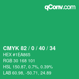 Color code: CMYK 82 / 0 / 40 / 34 | qconv.com