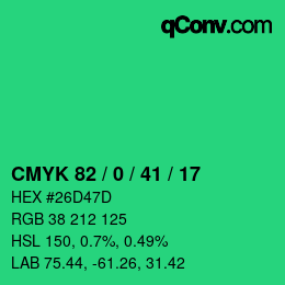 Color code: CMYK 82 / 0 / 41 / 17 | qconv.com