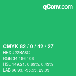 Farbcode: CMYK 82 / 0 / 42 / 27 | qconv.com