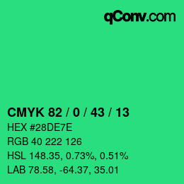 Código de color: CMYK 82 / 0 / 43 / 13 | qconv.com