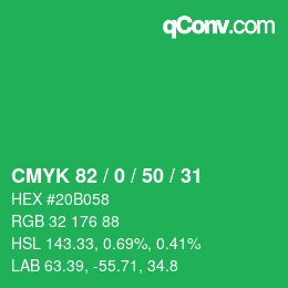 Color code: CMYK 82 / 0 / 50 / 31 | qconv.com