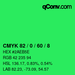 颜色代码: CMYK 82 / 0 / 60 / 8 | qconv.com