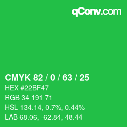 Color code: CMYK 82 / 0 / 63 / 25 | qconv.com