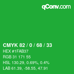Color code: CMYK 82 / 0 / 68 / 33 | qconv.com