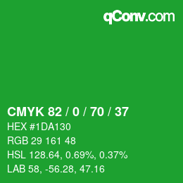 Color code: CMYK 82 / 0 / 70 / 37 | qconv.com