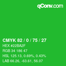 Color code: CMYK 82 / 0 / 75 / 27 | qconv.com