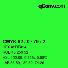 Color code: CMYK 82 / 0 / 79 / 2 | qconv.com