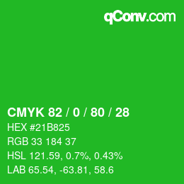 Código de color: CMYK 82 / 0 / 80 / 28 | qconv.com