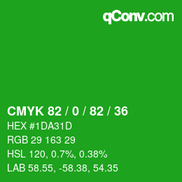カラーコード: CMYK 82 / 0 / 82 / 36 | qconv.com