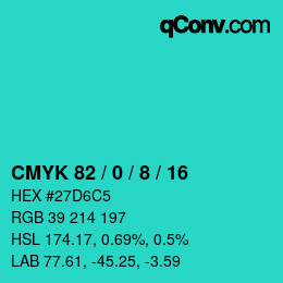 Color code: CMYK 82 / 0 / 8 / 16 | qconv.com