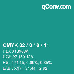 Color code: CMYK 82 / 0 / 8 / 41 | qconv.com