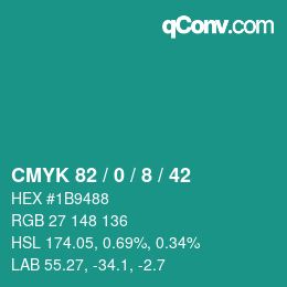 Color code: CMYK 82 / 0 / 8 / 42 | qconv.com