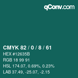 Color code: CMYK 82 / 0 / 8 / 61 | qconv.com