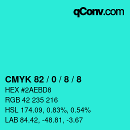 Color code: CMYK 82 / 0 / 8 / 8 | qconv.com