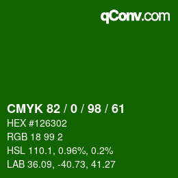 颜色代码: CMYK 82 / 0 / 98 / 61 | qconv.com