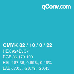 Farbcode: CMYK 82 / 10 / 0 / 22 | qconv.com