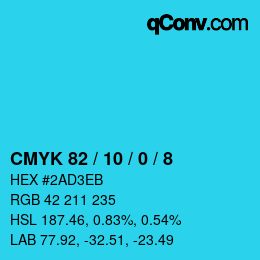 Color code: CMYK 82 / 10 / 0 / 8 | qconv.com