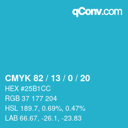 Color code: CMYK 82 / 13 / 0 / 20 | qconv.com