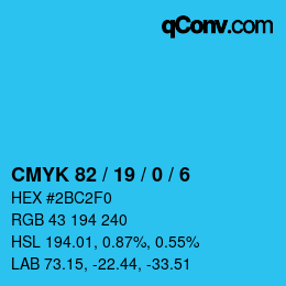 Color code: CMYK 82 / 19 / 0 / 6 | qconv.com