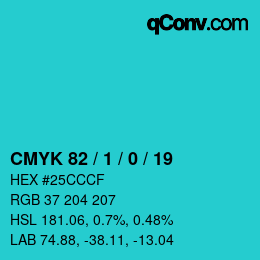 Color code: CMYK 82 / 1 / 0 / 19 | qconv.com